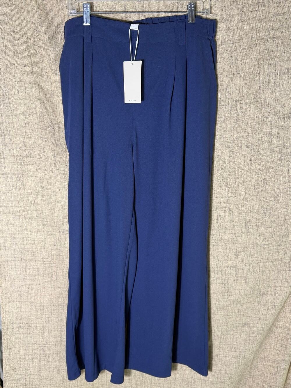 Halara Wide Leg Pant Women's XL Petite Blue Stretch Pull On NWT Blue Waffle Knit